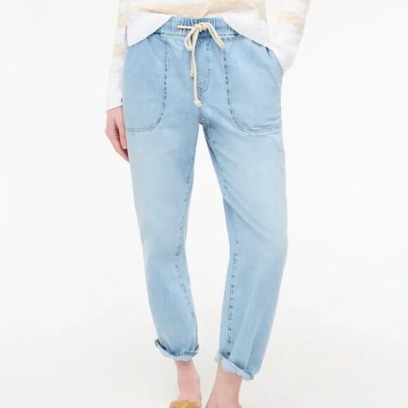 J. CREW Factory Denim Jogger Pant with Rope Tie Closure Light Wash Size 28 - Picture 1 of 6